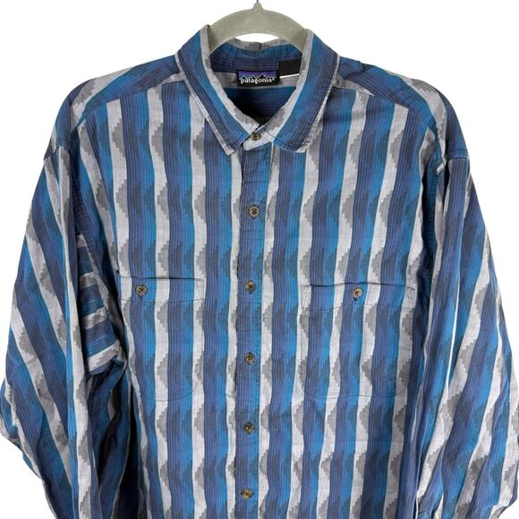 Patagonia Shirt Mens Large Button Up Southwest Striped Made In Portugal Vintage - Picture 2 of 11
